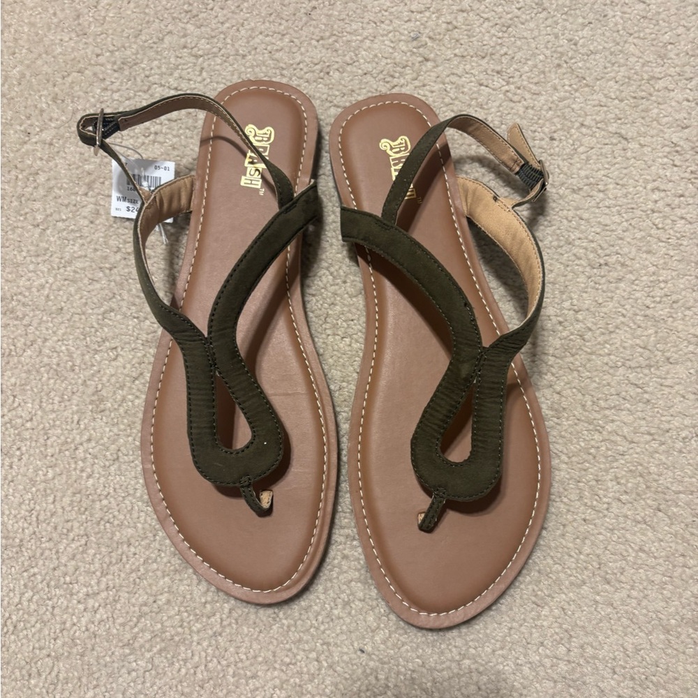Brash by Payless Dark Green and Tan Sandals